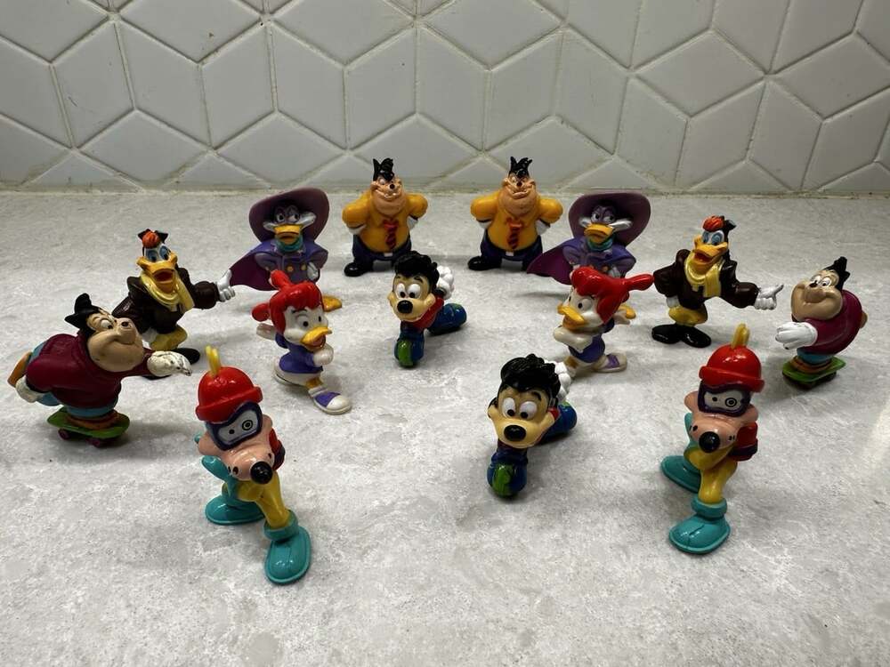 90s Disney Afternoon Kelloggs Cereal Toy Lot 14 Darkwing Duck Launchpad Max Pete